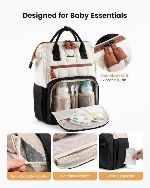 Backpack, LOVEVOOK Puffer Diaper Lightweight Baby Bag with Changing Pad, Diaper Bag for Mom Dad with Stroller Buckles
