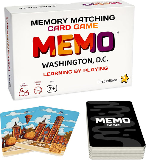 Matching Card Game for Kids, Teens & Adults, Washington D.C. Memory Flash Game, Fun Family Concentration Game for Ages