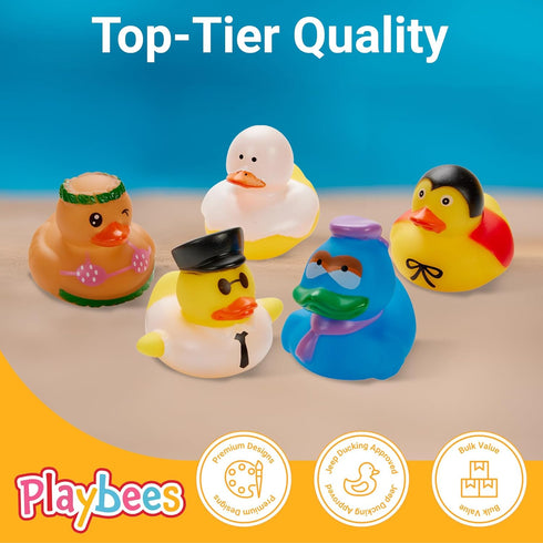 Assorted Mini Rubber Ducks in Bulk, 25 Pcs for Kids Baby Bath Shower Toys, Birthday Gifts