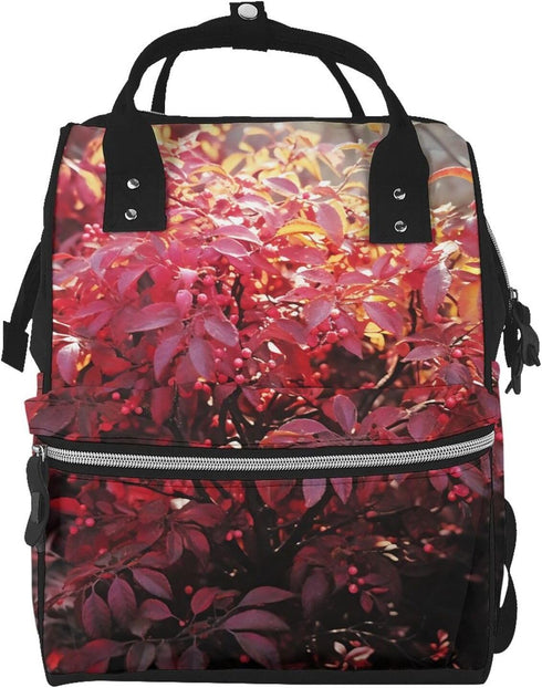 QSMJKLD Burning bush with red berries Diaper Bag with Changing Pad, Pacifier Holder