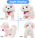 Hopearl Interactive Electronic Pet Plush Puppy - Walking Dog Toy with Woof and Moving Nodding Head for Toddlers, Pink,