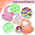 Unbreakable Silicone Non-Slip Bowl and Chew Spoon Set for Babies and Toddlers (Rainbow Swirl)