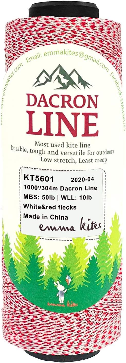 emma kites 50Lbs 1000Ft Braided Dacron Polyester Kite Line Spool - Mason Line