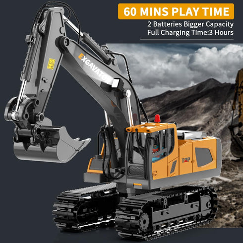 11CH 680 4 5 6 7 8-12 ID Gerilla Remote Control Excavator, RC Construction Truck Toy with Metal Shovel, Lights, Sounds