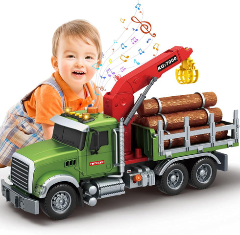 Mostop Logging Truck Kids Toy for 3 4 5 6 7 8