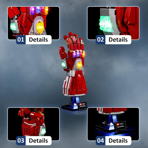 LED Light Kit for Lego 76223 Marvel Nano Gauntlet Set, Compatible with Lego 76223 Model (Not Include Blocks Set)