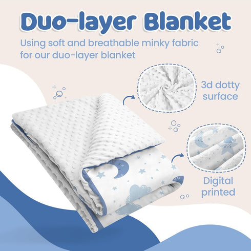 30 40 Inches Star Baby Blanket x for Boys Girls, Toddler Newborn Infant, Soft Plush Receiving Blanket with Dotted Back