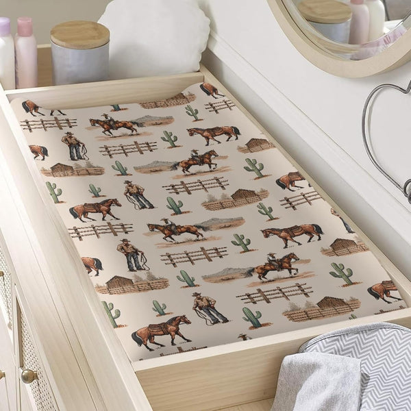 Horse Baby Changing Pad Cover Infant Newborn Diaper Table Change Mat Sheets Cover Changing Table Covers for Boys
