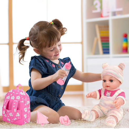 12'' Backpack Set 12 Inch 3+ Baby Doll with in Gift Box, Baby Doll Accessories Included Cute Realistic Baby Dolls