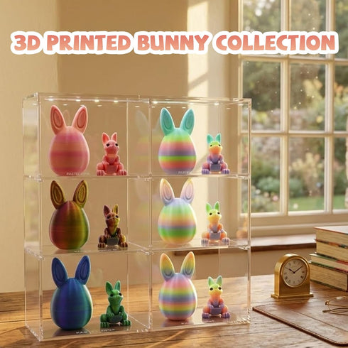 ZIFMDYE 3D Eggs,3D (6PCS) Printed Easter Eggs with Bunny Inside,Easter Surprise Rabbit Printed Animals, Easter Basket