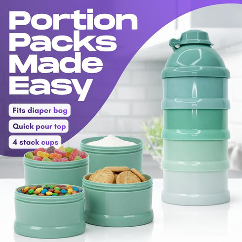 Mommy's 4-Compartment Helper Baby Formula Dispenser On The Go, Stackable Travel Formula Container To Go, Non-Spill Pour