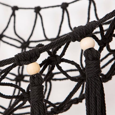 Stuffed Animal Toy Hammock Hanging, Macrame Organizer Storage for Plush Toys, Large Corner Net Holder (Black)