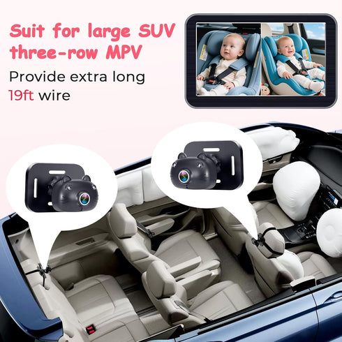 Befumly HD-1080P 2-Kids 7 360 Baby Car Camera: Auto Night Vision Dual Backseat Cameras with Split-Screen Recording
