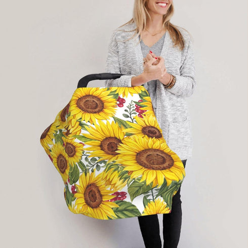 Schgap Sunflower Baby Car Seat Covers Canopy Nursing Cover Breastfeeding Baby Carrier Covers Carseat Canopy for Newborn