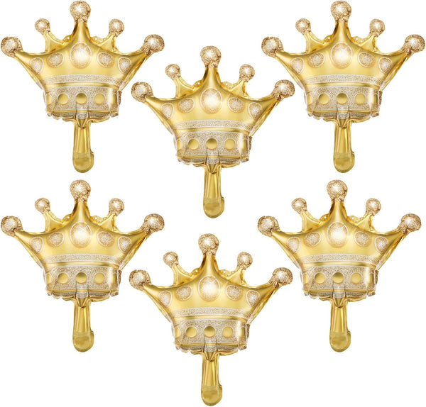 6 Pieces Jumbo Foil Crown Balloons - Large 40 Inches Gold Foil Helium Balloons for Birthday Wedding Party Decorations