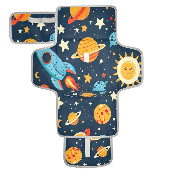 WELLDAY Space Theme Geometric Baby Changing Pad - Waterproof Diaper Changing Pad with