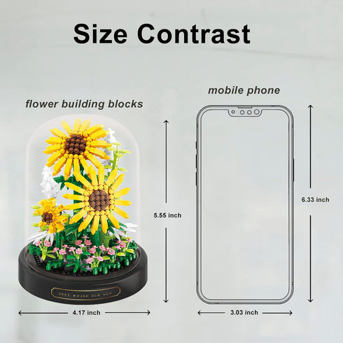 Sunflower Flower Bouquet Set, Mini Bricks Botanical Collection Flowers, Assembly Bonsai Tree Friends Sets, Gift for