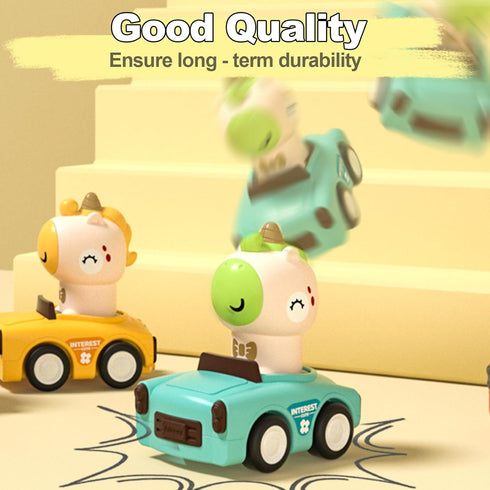1-3, 6-9-12-18 Set, 1st 1-2 Press to Go Friction Inertia Car, Animal Toddler Toy Cars Infant Month Play Figure Vehicle