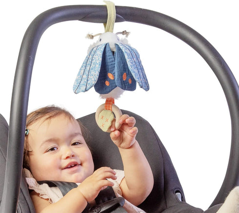 Manhattan Toy Folklore Plush Luna Moth - Soft Baby Travel Toy with Crinkle Fabric Wings, Mirror & Wooden Teether Ring