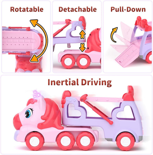 2 3 7-in-1 2-4, 2+ 3+ usrela Toys for Year Old Girl Truck, Girl Carrier Truck Car with Light & Sound, Toddler Girl Car