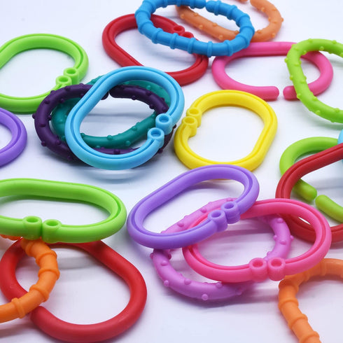 Baby Toys Links-to-Go Car Seat and Hanging Stroller Ring Toy, Larger Connecting Ring Travel Accessory Set