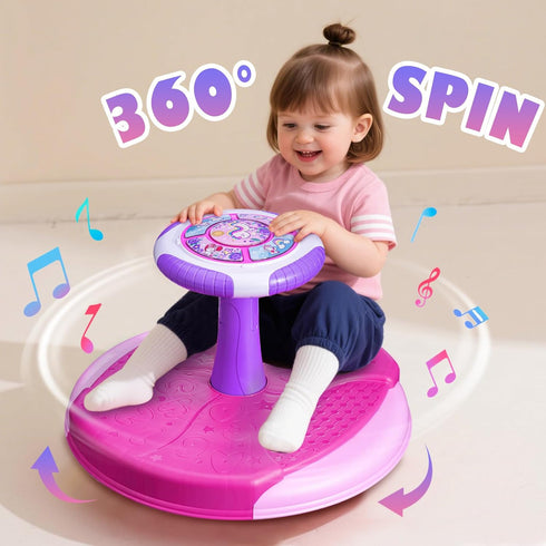 1-3 360 1 2 3 VROGTIK Sit and Spin Toys for Toddlers Girls, Toddler Spinning Seat with LED Lights and Music Christmas