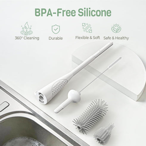 HOMCHEER 6 1 Set, Food-Grade Silicone Cleaning Brush Kit, in Cup Lid Cleaning Brush, Portable Bottle Brush Water Bottle