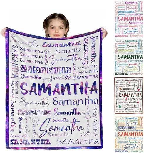 50x40inch D-Story Personalized Baby Blankets with Names, Custom Baby Girls Blanket Initial Swaddle Blanket