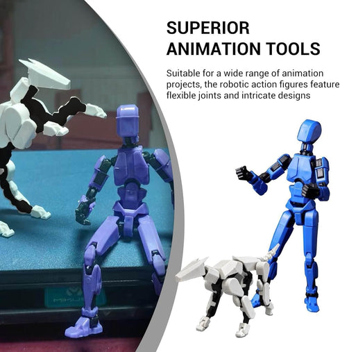 Updated Assembly 6 Pack T13 Action Figures, Titan 13 Dummy Robot Toy Set, Birthday Gift for Kids