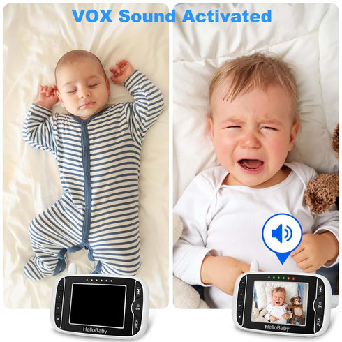 Video Baby Monitor with Camera, 3.2 Inch LCD Display, Night Vision, Two-Way Audio, and Room Temperature Monitoring