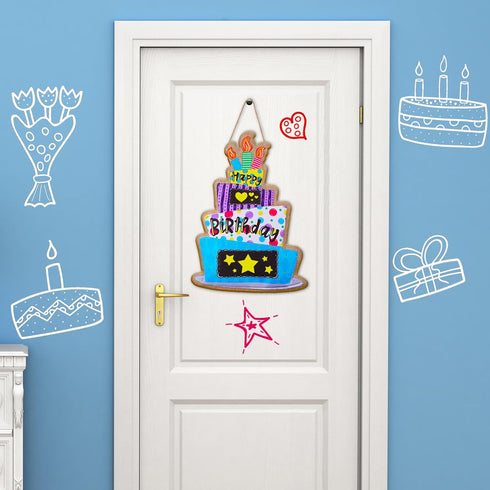 Happy Birthday Burlap Door Decor, Personalized Name Hanger for Birthday Anniversary Indoor Outdoor Decorations