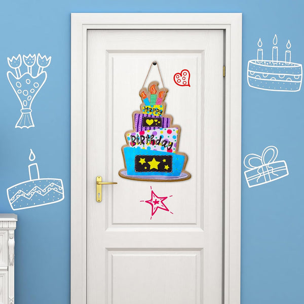 Happy Birthday Burlap Door Decor, Personalized Name Hanger for Birthday Anniversary Indoor Outdoor Decorations