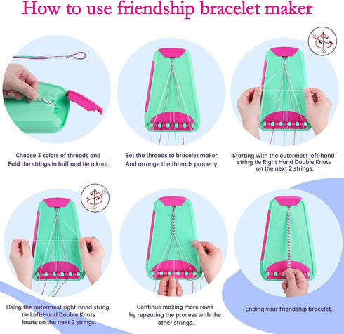 Rdfmy 8-12 Friendship Bracelet Making Kit for Girls, Arts and Crafts Bracelets String Maker Kit for Kids Ages Christmas