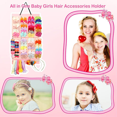 16 Vimiv Hair Bows Holder & Organizer w/Large Capacity, Ribbons,Bows Organizer, Baby Hair Accessory Storage Display