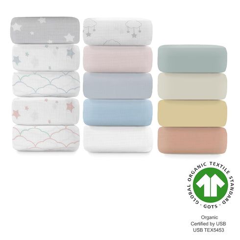 (2-Pack) 100% 100% Newton Baby Organic Fitted Crib Sheets - Breathable and Ultra-Soft, Organic Muslin Cotton, Stardust