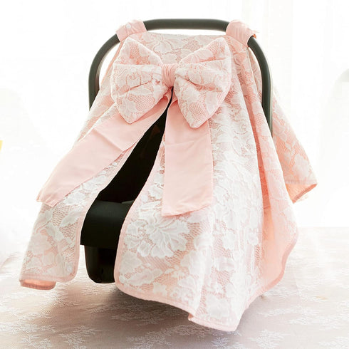 Carseat Canopy Cover with Bow - Versatile Nursing and Stroller Cover