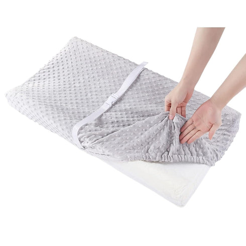 2 Pack 32"/34''x16 Solid Changing Table Pad Cover Cradle Sheet, Fits Contoured Diaper Changing Pad, Dots Plush Changing