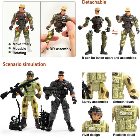 Baimiby 6 4-7, Army Men Toy Soldiers, Pcs Army Men Action Figure for Boy US Army Men and SWAT Team Toy with Military