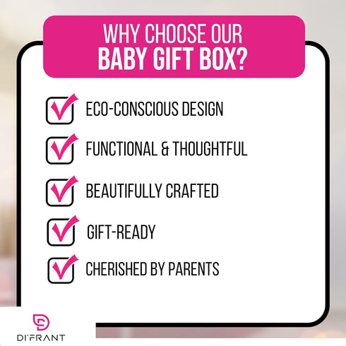 Set DI'FRANT Newborn Baby Gift Box | Baby Essentials Educational Teething Toy & Soothing Crochet Rattle |Baby Boy Stuff