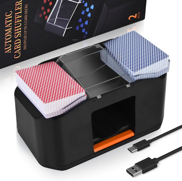 Nileole Rechargeable 2 Decks Card Shuffler, Automatic 2000 MAh Quiet Electric Shuffler,