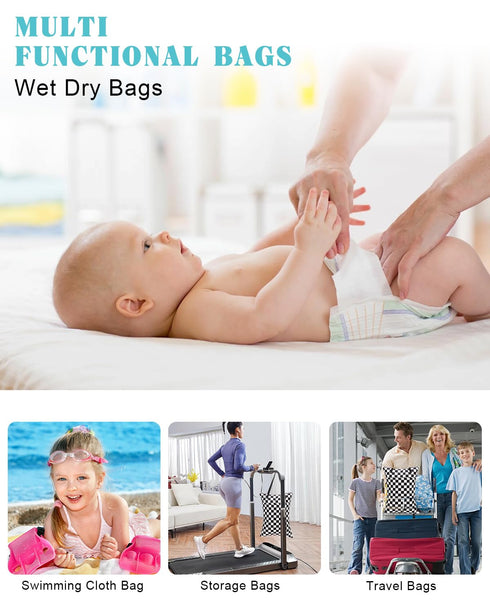 2 Pack 25x18 inches 2HL01 ALVA ALVABABY Large Wet Dry Bag Waterproof Hanging Cloth Diaper with Double Zippered Pockets