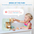 2-in-1 Toy Coffee Maker, Kids Wooden Coffee Maker Playset with 28 Pcs Play Kitchen Accessories for Girls & Boys