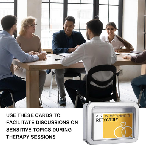 51 Pcs Recovery Card Game for Adults - 50 Addiction Recovery Cards with Tin Box for Group Therapy Activities