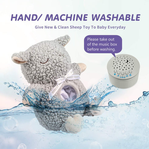 BEREST Baby Sleep Soother with Projector Night Light & Auto-Off Timer, Musical Sheep Plush Toy with White Noise