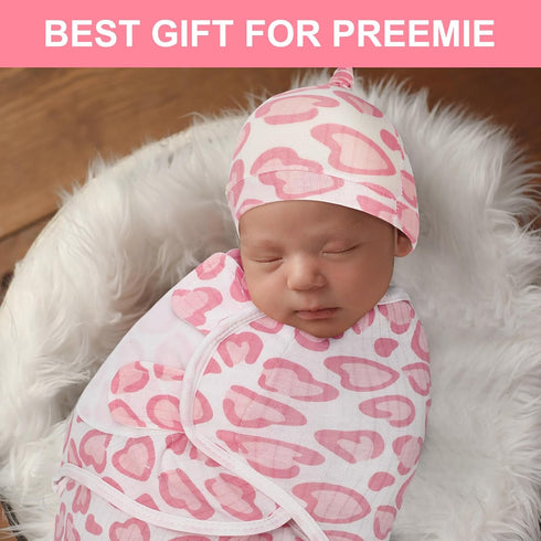 3 Pack Preemie Swaddle Blanket with Hat Set, Baby Receiving Blanket for Preemie Newborns