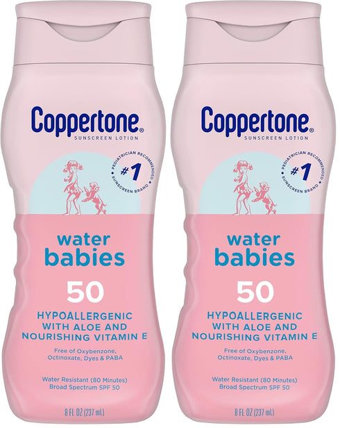 Coppertone WaterBabies Baby Sunscreen Lotion SPF 50, Hypoallergenic Sunscreen for Babies, Water