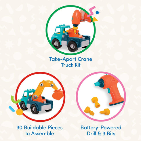 Battat – Classic Construction Toy, Pretend Play Tools Toddler Trucks for Dexterity Building Toy Age 3+