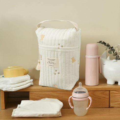 Diaper Bag Tote, Travel Diaper Tote, Multifunction Baby Bag for Bottle Wipes Pacifier, Little Bear