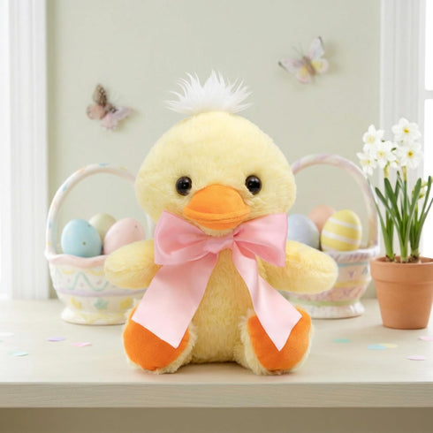 10 Duck Stuffed Animal Baby Duck Plush with Big Bow Tie Cute Stuffed Animal Birthday Easter Gift for Kids
