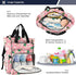 SUABO Backpack White Flowers Green Ladybugs Pattern Baby Diaper Bag Large Bag Waterproof Travel Diaper Bags for Moms